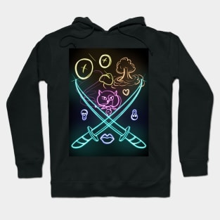 Neon gangsta cat club Hoodie